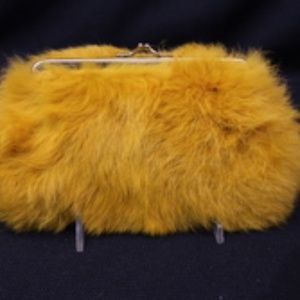 Brown Fur INGBER Clutch W/Kissing Closure/Mirror